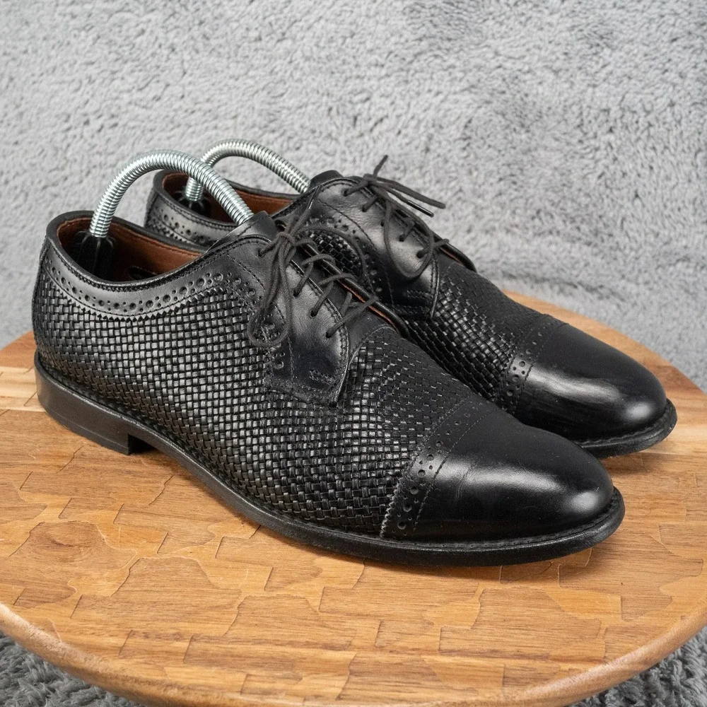 Allen Edmonds Black Shreveport Cap Toe Woven Oxfords Size 9 D 9929 Shoes